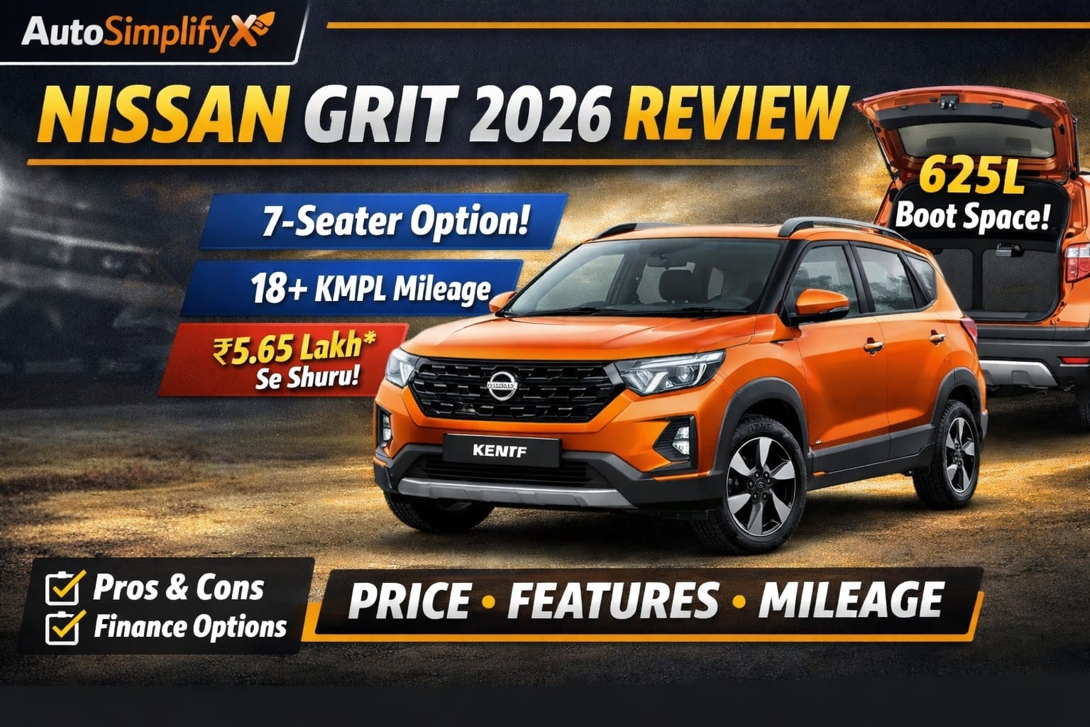 Nissan Grit 2026 front look with boot space and features