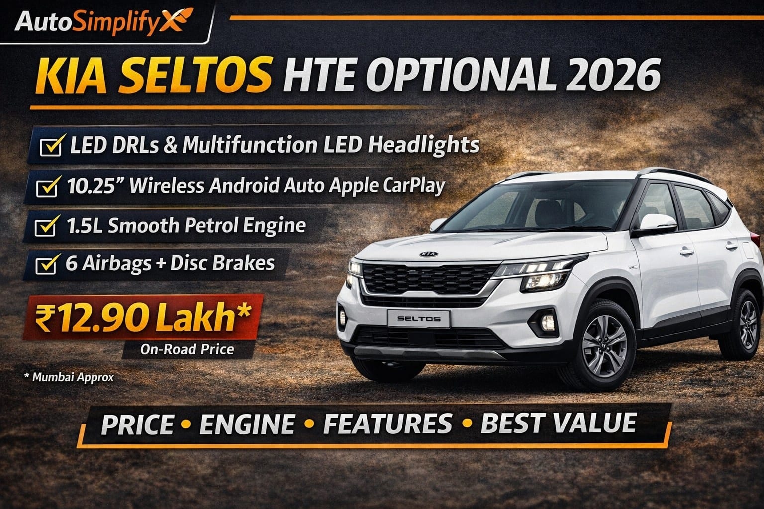 Kia Seltos HTE Optional 2026 front look price features