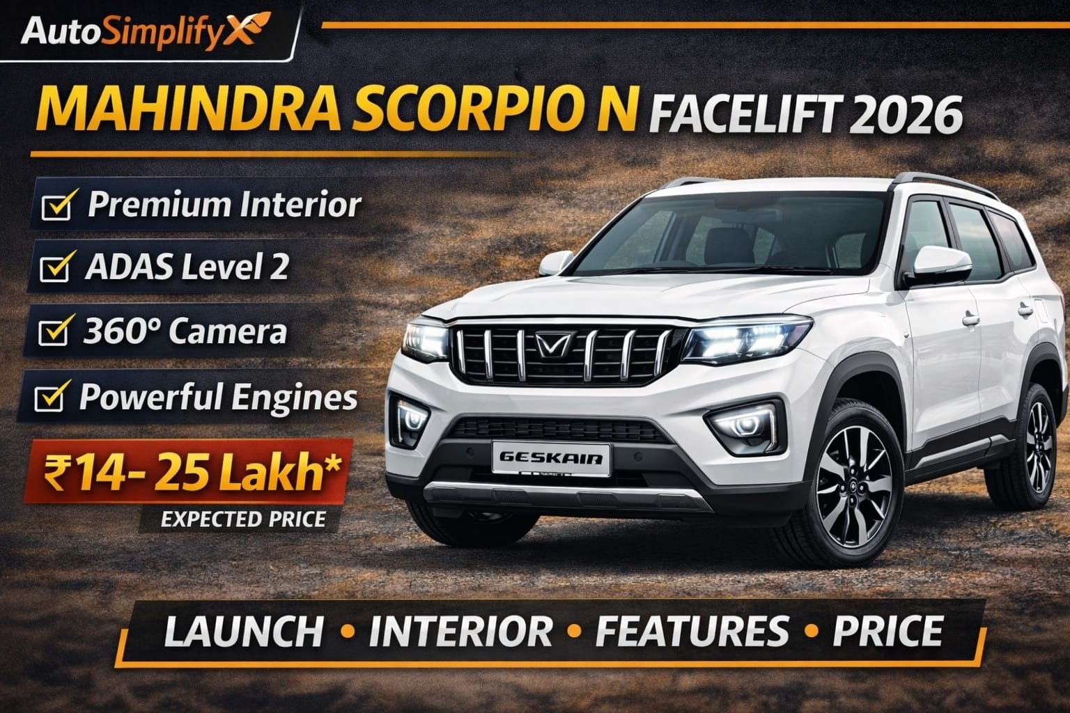 Mahindra Scorpio N Facelift 2026 new model front design and features