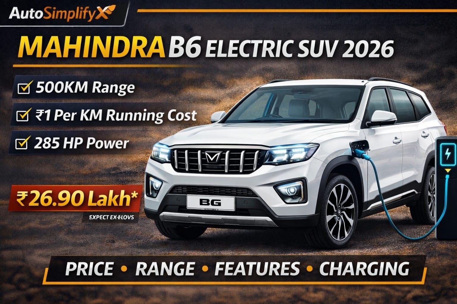 Mahindra B6 electric SUV front look with futuristic features