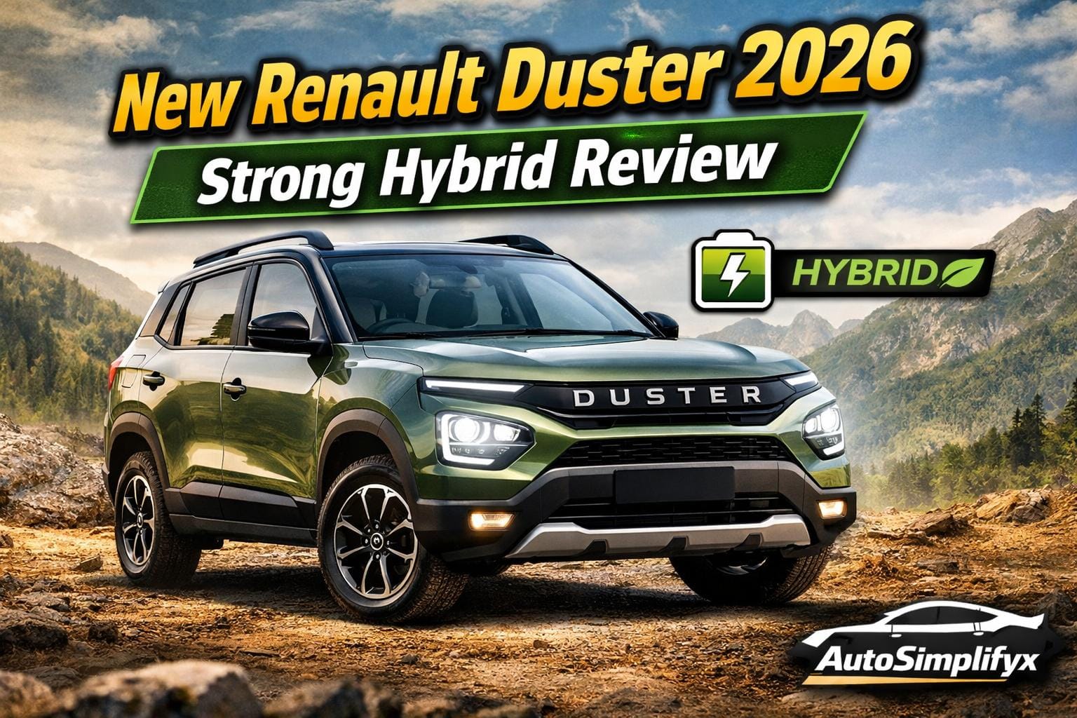 New Renault Duster hybrid SUV exterior design with features and mileage details