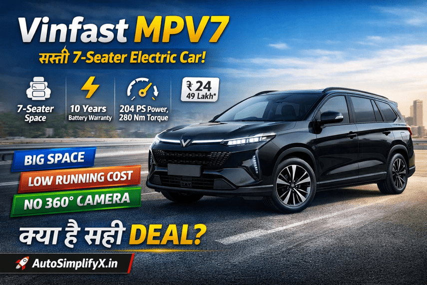Black Vinfast MPV7 electric 7 seater car with price ₹24.49 lakh and key features like battery warranty and performance