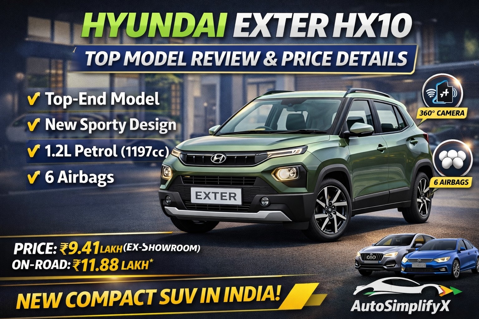 Hyundai Exter HX10 top model compact SUV with price, features and 360 camera highlights