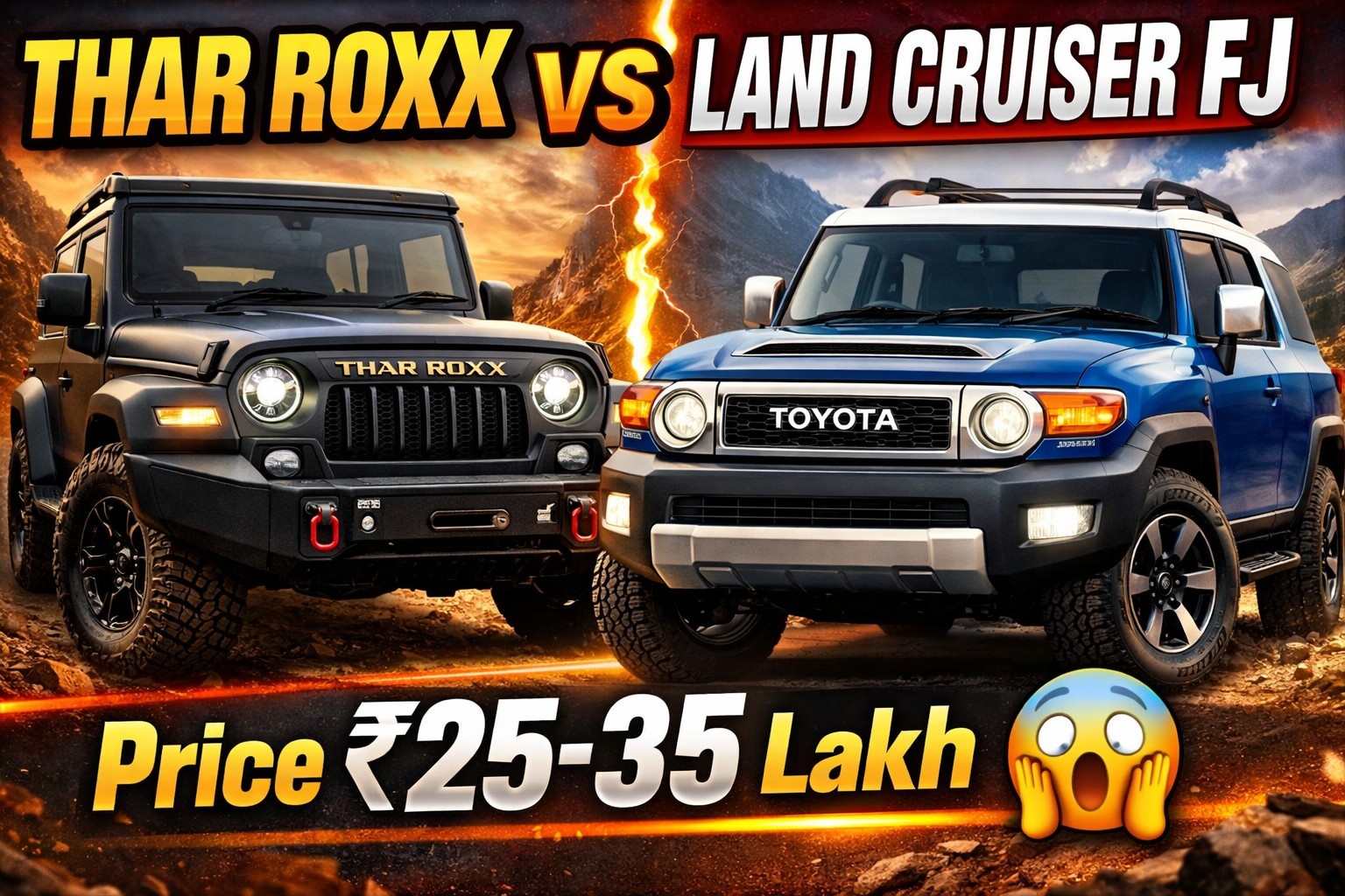 Toyota Land Cruiser FJ vs Mahindra Thar Roxx upcoming SUV comparison